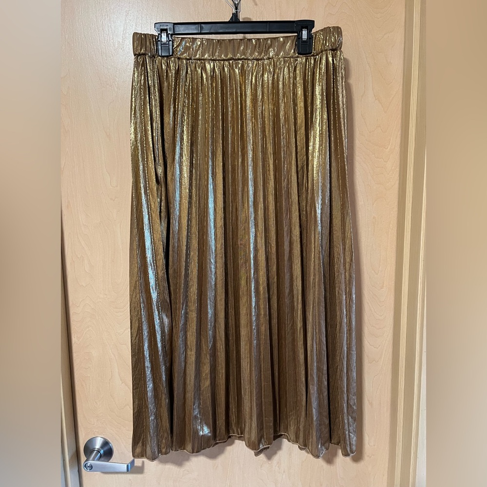 SHEIN Metallic Gold Midi Skirt